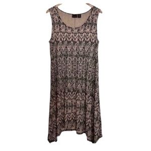 RACHEL ZOE Black Tribal Print Stretch Sleeveless Midi Tunic Dress Women’s 1X